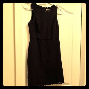 LOFT Little Black Scalloped Dress